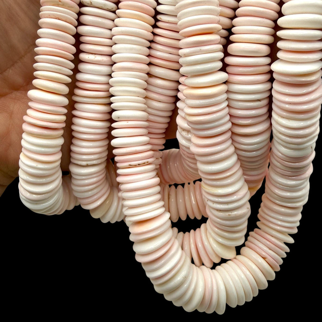 Graduated Bahamas Queen Conch Shell Beads (Cut From Iconic Soft Pink Interior) Men's Jewelry Making Supply 8-15mm SKU-B-104