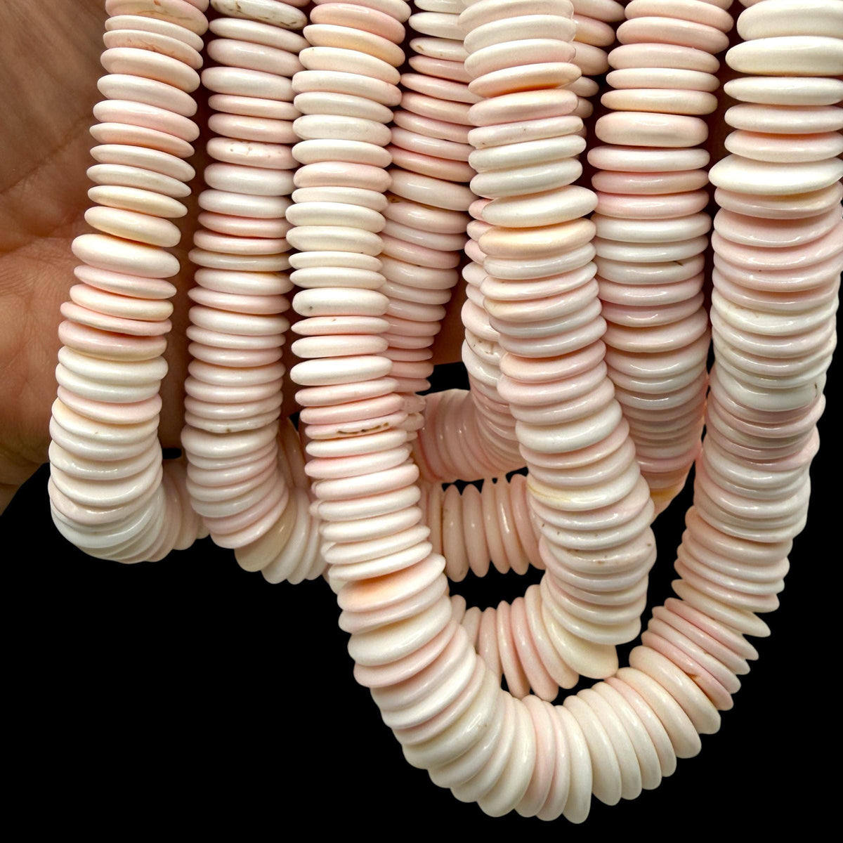 Graduated Bahamas Queen Conch Shell Beads (Cut From Iconic Soft Pink Interior) Men's Jewelry Making Supply 8-15mm SKU-B-104