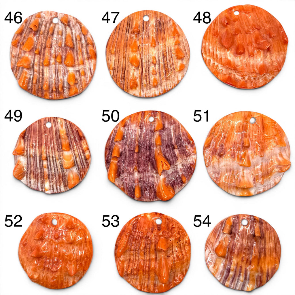 Sunset Spiny Oyster Shell Pendant Bead Sea of Cortez - One of a Kind - Unique Organic Texture - Men's Jewelry - Large 40-60mm SKU#B214