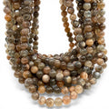 Champagne Sunstone Feldspar Beads - Natural Multi-Tone Earth Colors with Soft Glow - Smooth Round