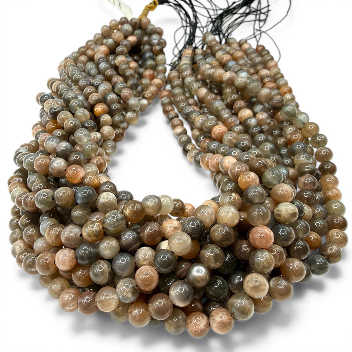 Champagne Sunstone Feldspar Beads - Natural Multi-Tone Earth Colors with Soft Glow - Smooth Round