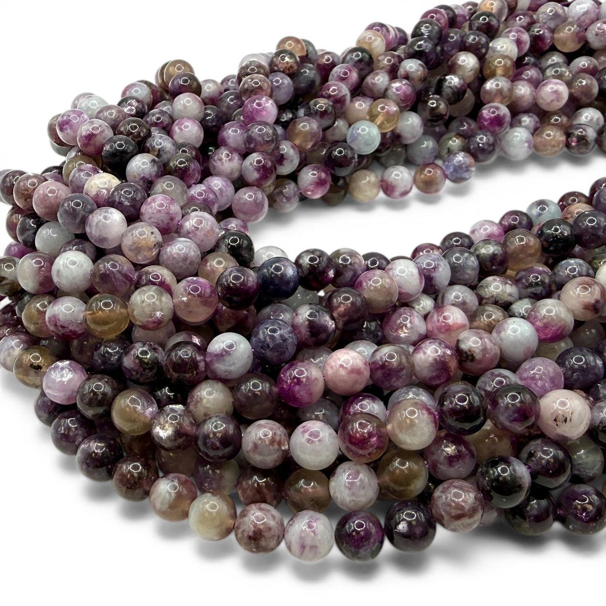 Violet Lepidolite Mica Beads Brazil - Rich Purple Tones with Natural Mica Sparkle - Jewelry Making - Smooth Round
