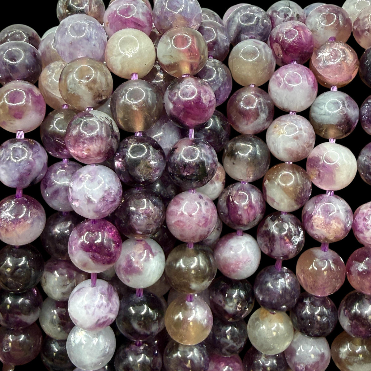 Violet Lepidolite Mica Beads Brazil - Rich Purple Tones with Natural Mica Sparkle - Jewelry Making - Smooth Round