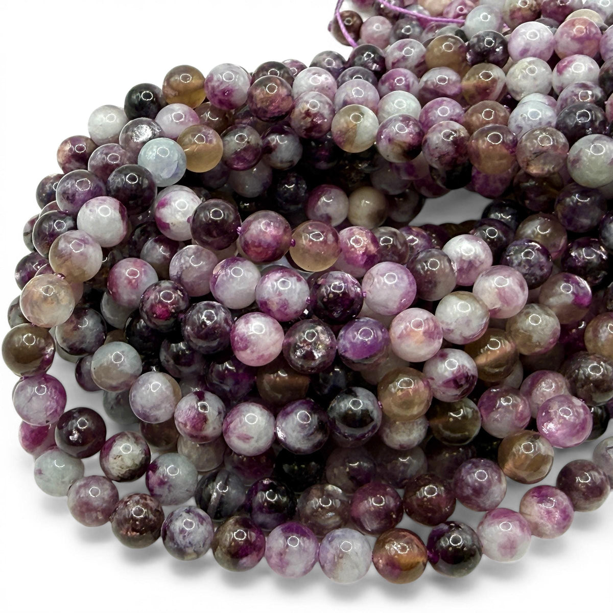 Violet Lepidolite Mica Beads Brazil - Rich Purple Tones with Natural Mica Sparkle - Jewelry Making - Smooth Round