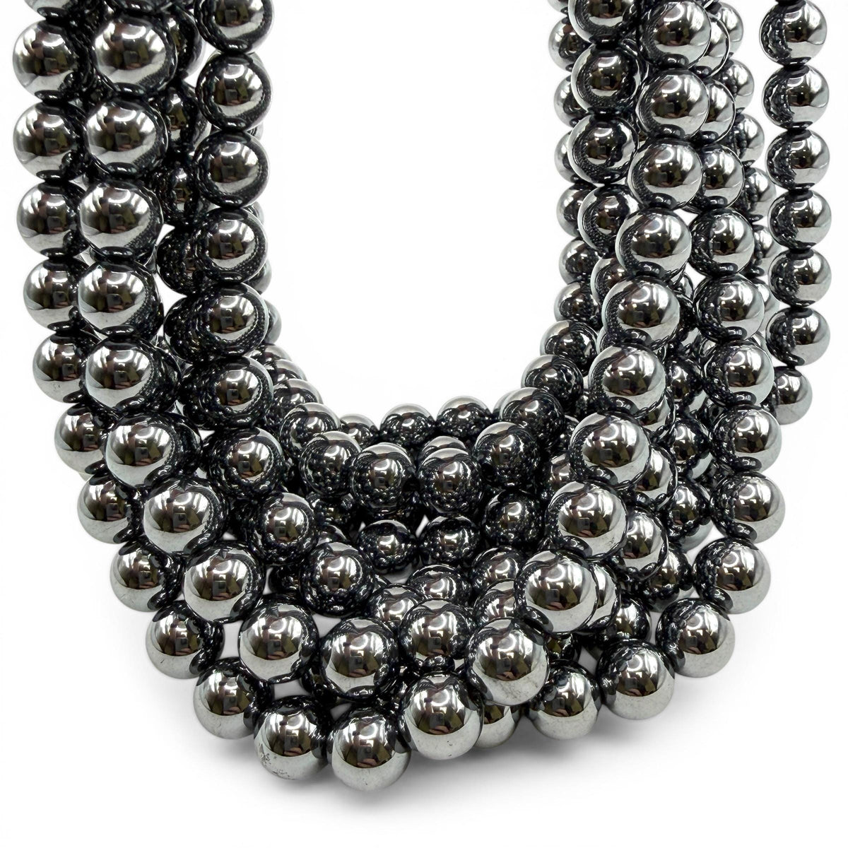 Platinum Chrome Terahertz Crystal Beads AAA - Mirror Finish Metallic Silver - Ultra Lightweight  - Men's Jewelry - Smooth Round