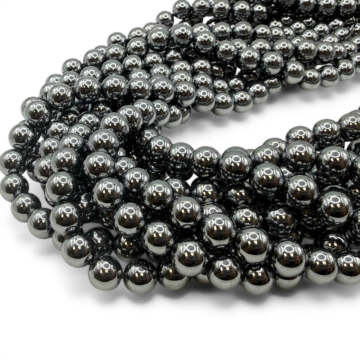 Platinum Chrome Terahertz Crystal Beads AAA - Mirror Finish Metallic Silver - Ultra Lightweight  - Men's Jewelry - Smooth Round