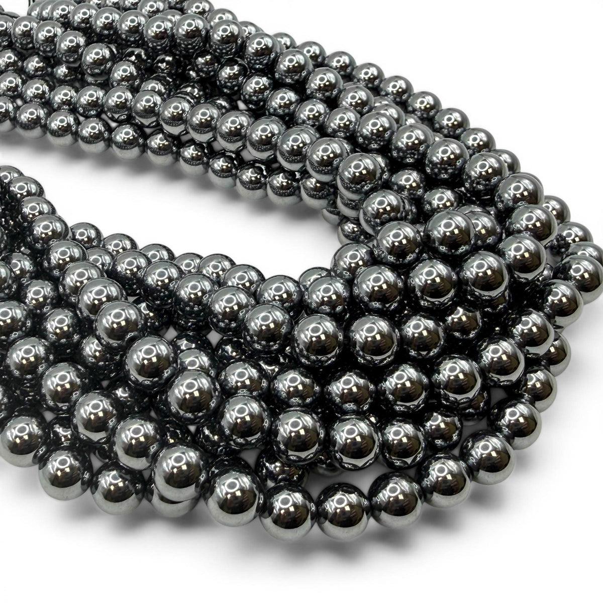 Platinum Chrome Terahertz Crystal Beads AAA - Mirror Finish Metallic Silver - Ultra Lightweight  - Men's Jewelry - Smooth Round