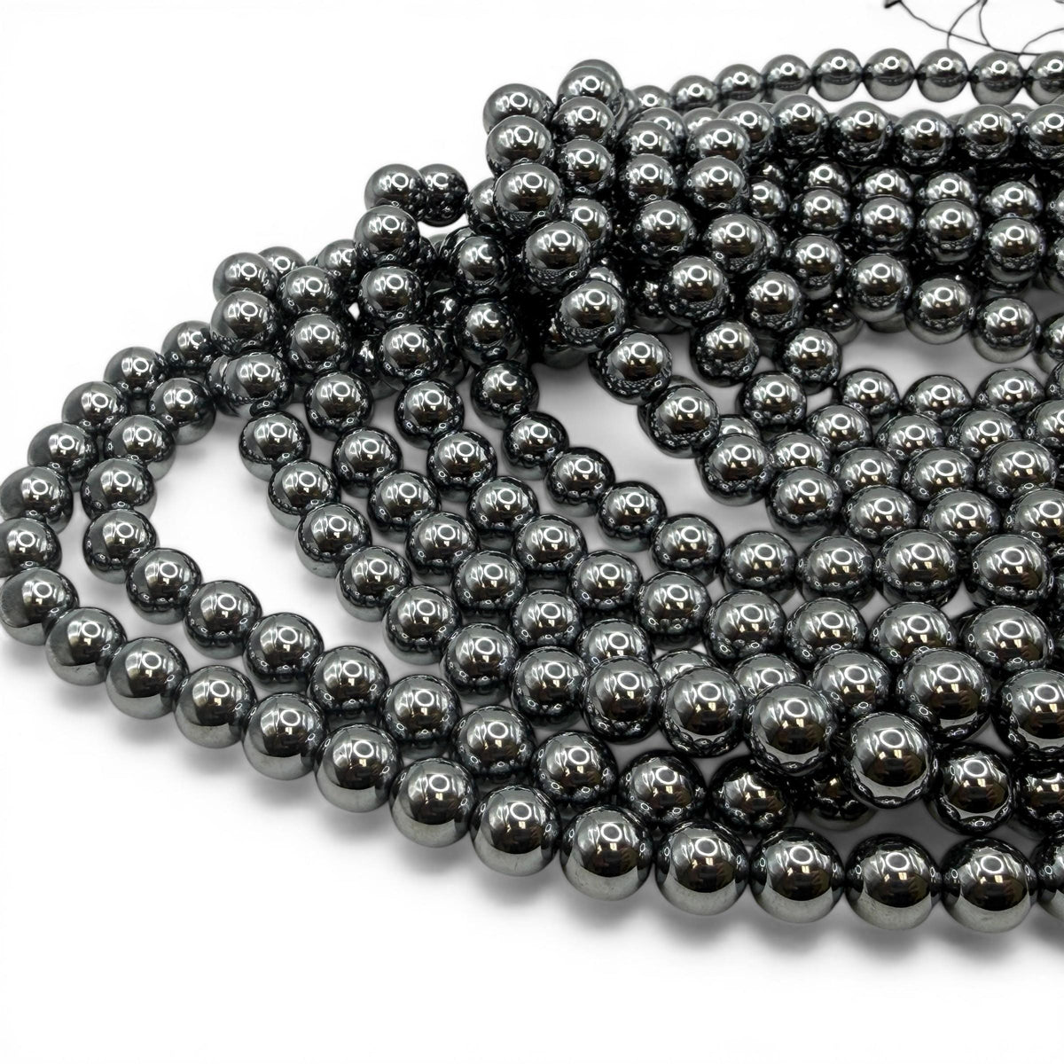 Platinum Chrome Terahertz Crystal Beads AAA - Mirror Finish Metallic Silver - Ultra Lightweight  - Men's Jewelry - Smooth Round
