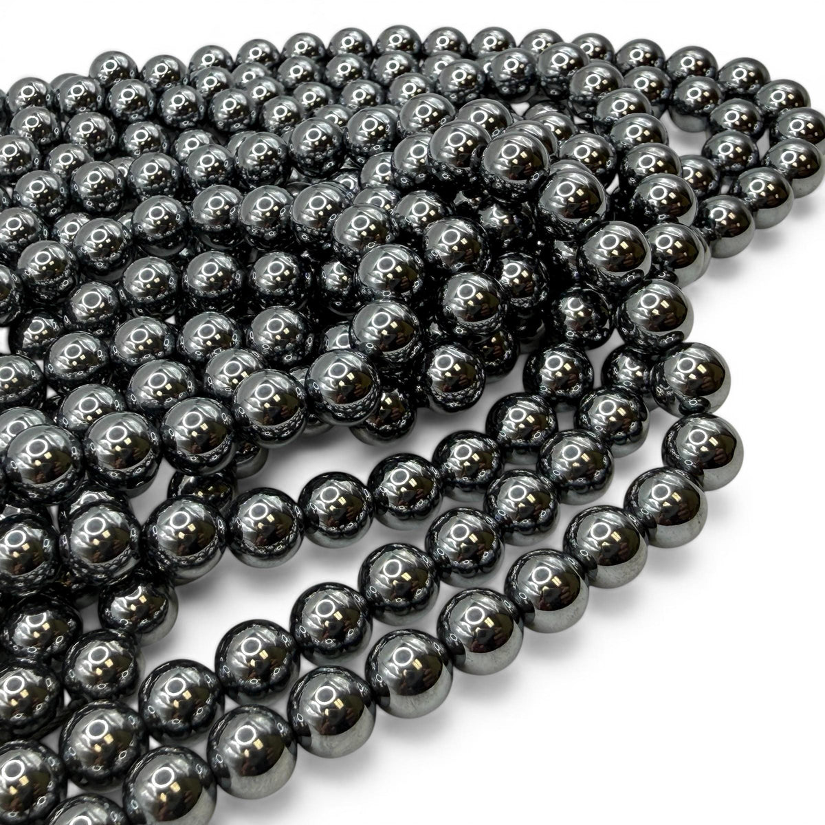 Platinum Chrome Terahertz Crystal Beads AAA - Mirror Finish Metallic Silver - Ultra Lightweight  - Men's Jewelry - Smooth Round