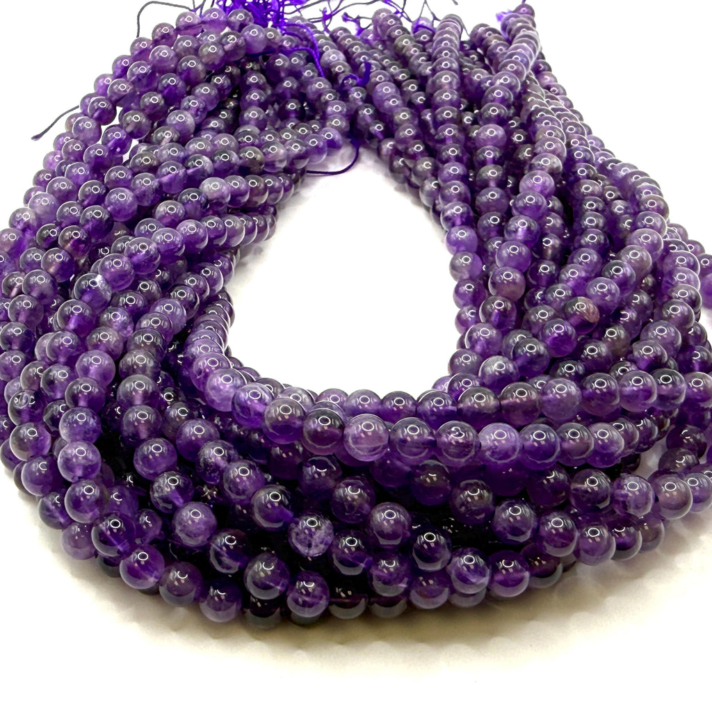 natural amethyst beads with rich violet tone, 6mm round polished gemstone beads for DIY jewelry projects