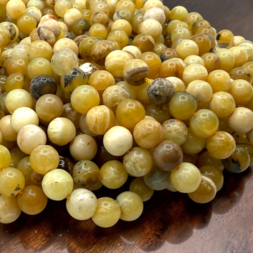 Ethiopian Honey Opal Beads - Welo, Africa - Natural Golden Cream Tone with Brown Matrix - Jewelry Making Supply - Smooth Round