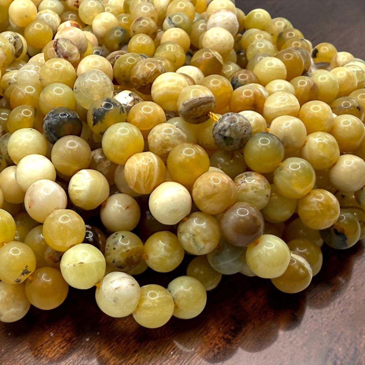 Ethiopian Honey Opal Beads - Welo, Africa - Natural Golden Cream Tone with Brown Matrix - Jewelry Making Supply - Smooth Round