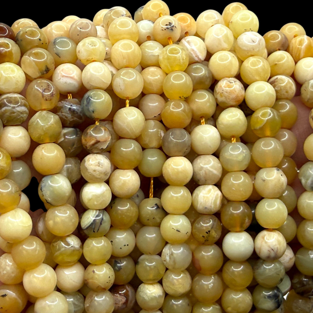 Ethiopian Honey Opal Beads - Welo, Africa - Natural Golden Cream Tone with Brown Matrix - Jewelry Making Supply - Smooth Round