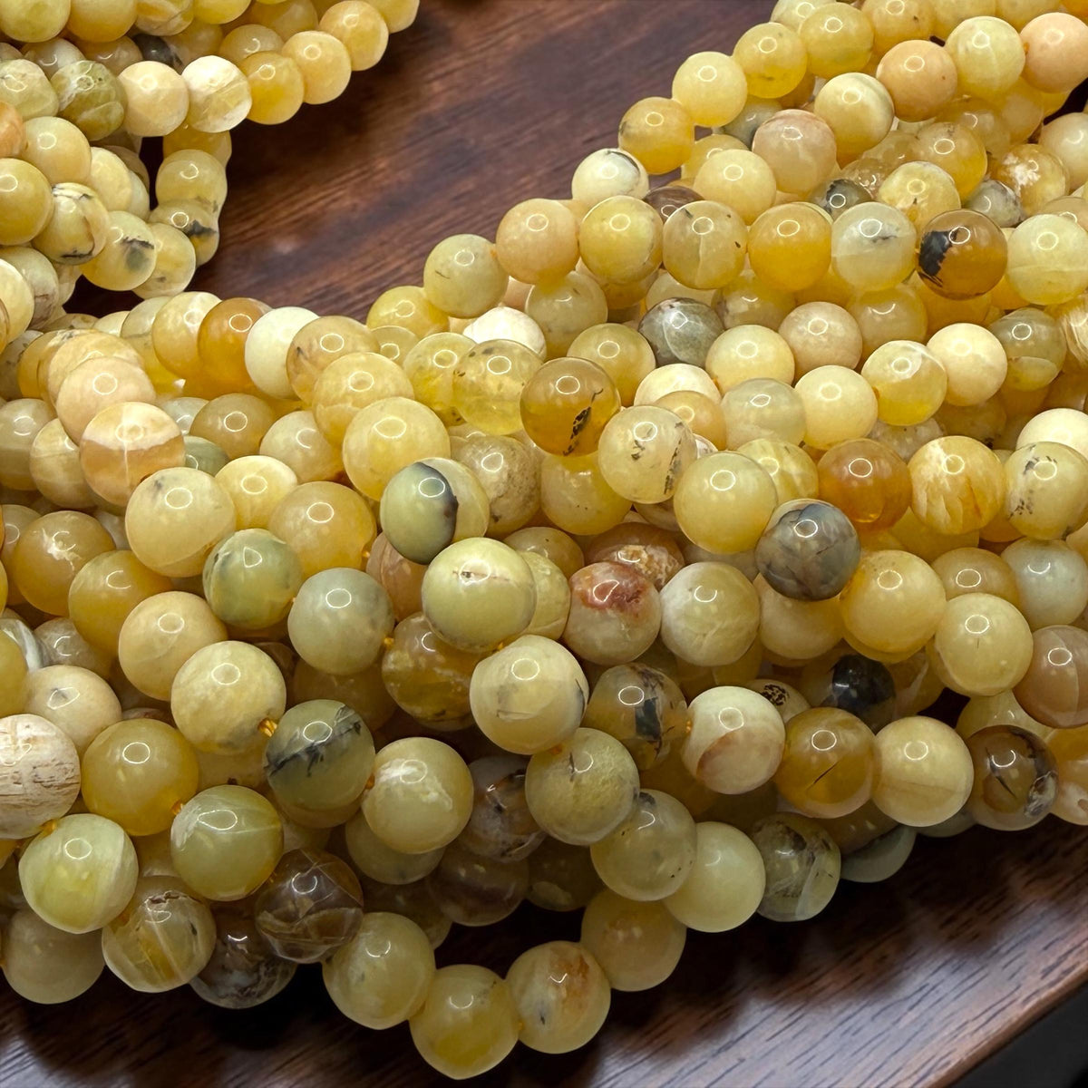 Ethiopian Honey Opal Beads - Welo, Africa - Natural Golden Cream Tone with Brown Matrix - Jewelry Making Supply - Smooth Round