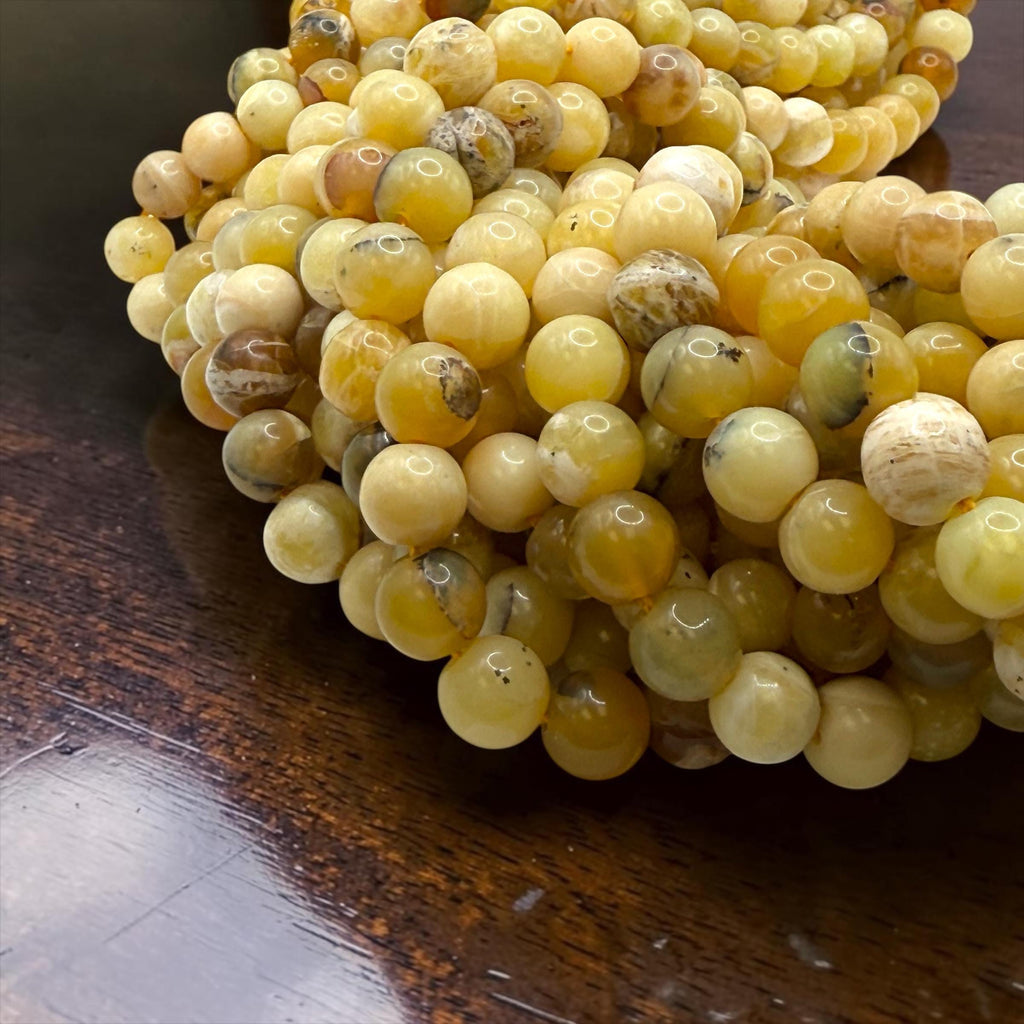 Ethiopian Honey Opal Beads - Welo, Africa - Natural Golden Cream Tone with Brown Matrix - Jewelry Making Supply - Smooth Round