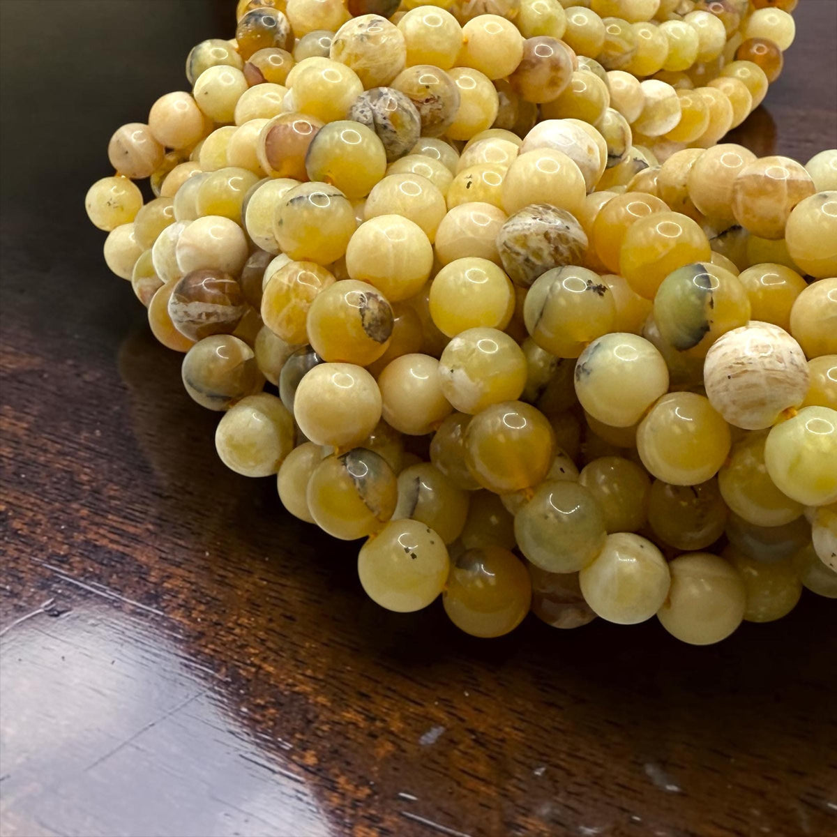 Ethiopian Honey Opal Beads - Welo, Africa - Natural Golden Cream Tone with Brown Matrix - Jewelry Making Supply - Smooth Round