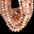 Madagascar Sakura Agate Bead (Cherry Blossom Agate) Soft Blush Blossom Plume - Peach Pink Glow - Faceted Rondelle 8mm SKU#B315