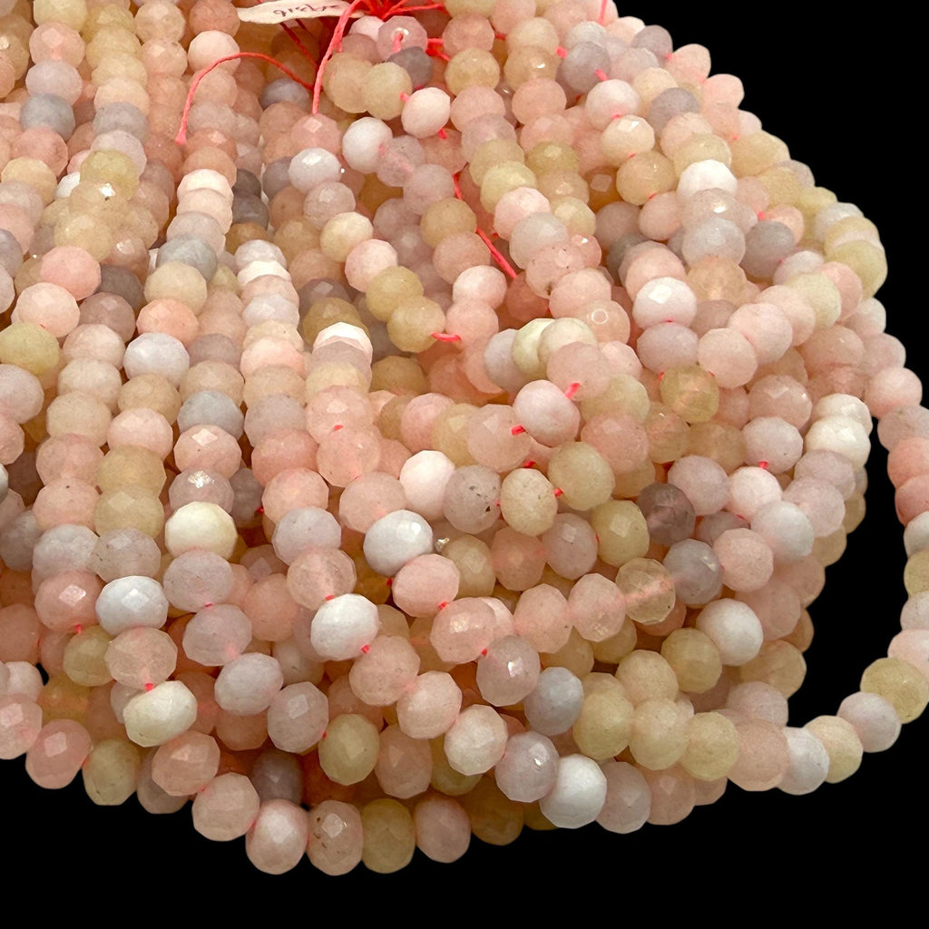Pink Morganite Beads Madagascar - Natural Beryl Gemstone Semi-Translucent Glow - Jewelry Making Supply - Faceted Rondelle 8mm SKU#B316