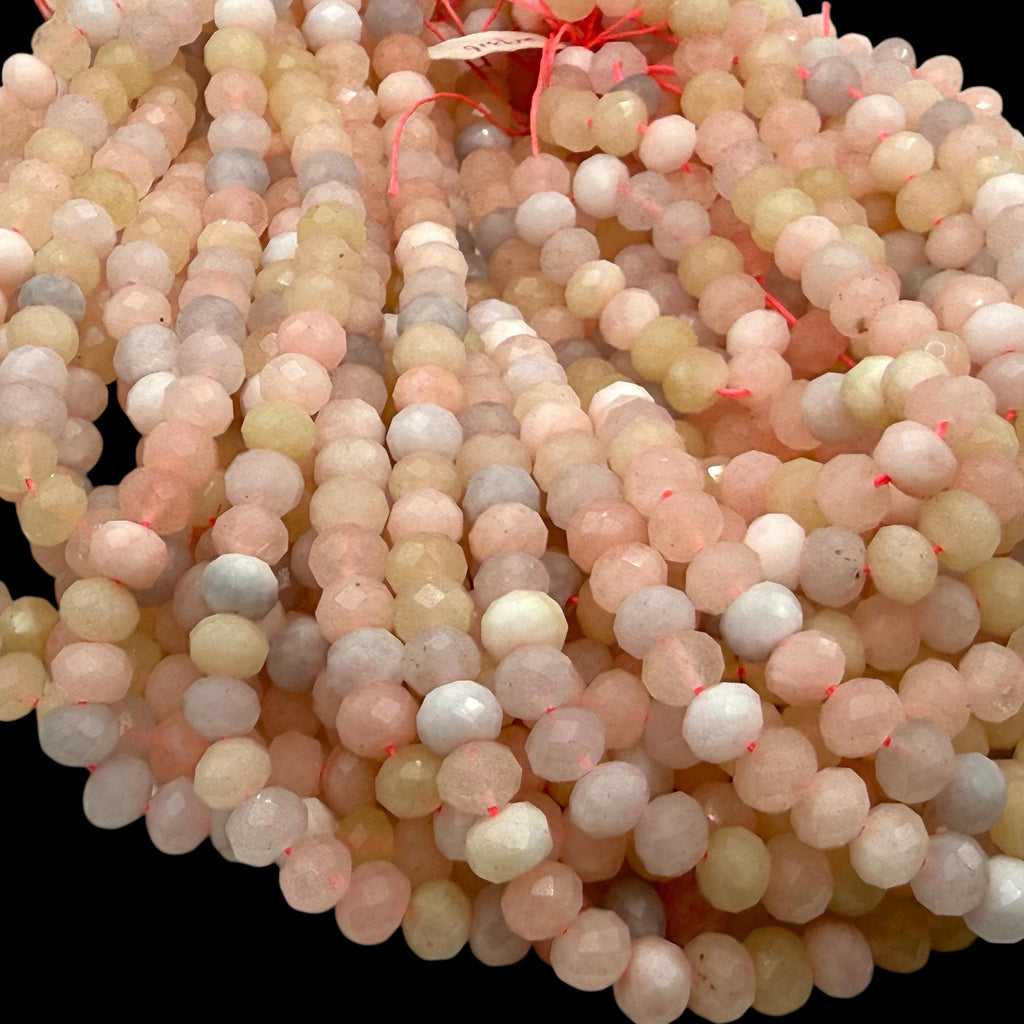 Pink Morganite Beads Madagascar - Natural Beryl Gemstone Semi-Translucent Glow - Jewelry Making Supply - Faceted Rondelle 8mm SKU#B316