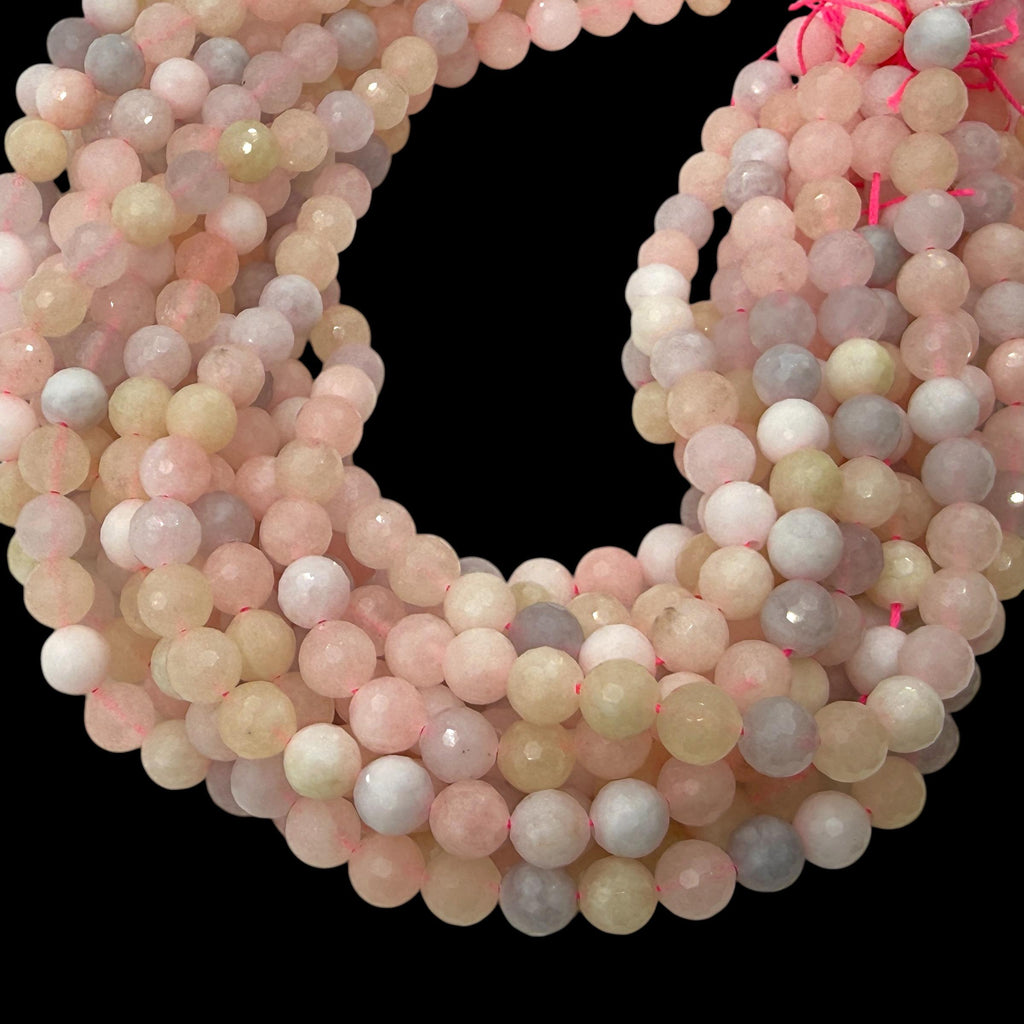 Pink Morganite Beads Madagascar - Natural Beryl Gemstone Semi-Translucent Glow - Jewelry Making Supply - Faceted Round 8mm SKU#B317