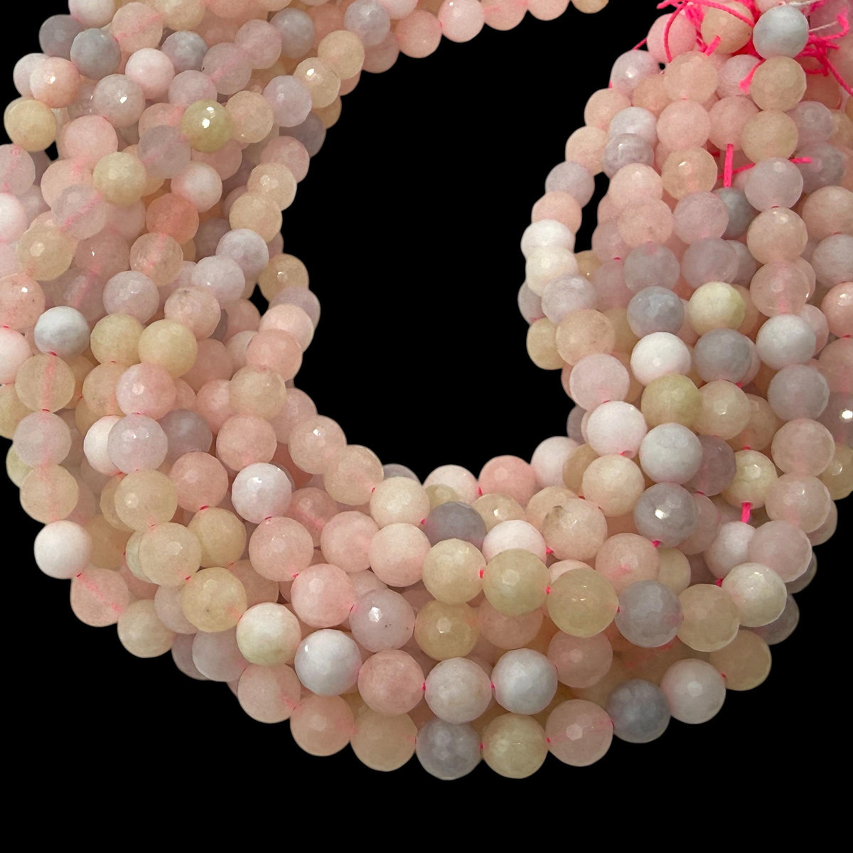 Pink Morganite Beads Madagascar - Natural Beryl Gemstone Semi-Translucent Glow - Jewelry Making Supply - Faceted Round 8mm SKU#B317