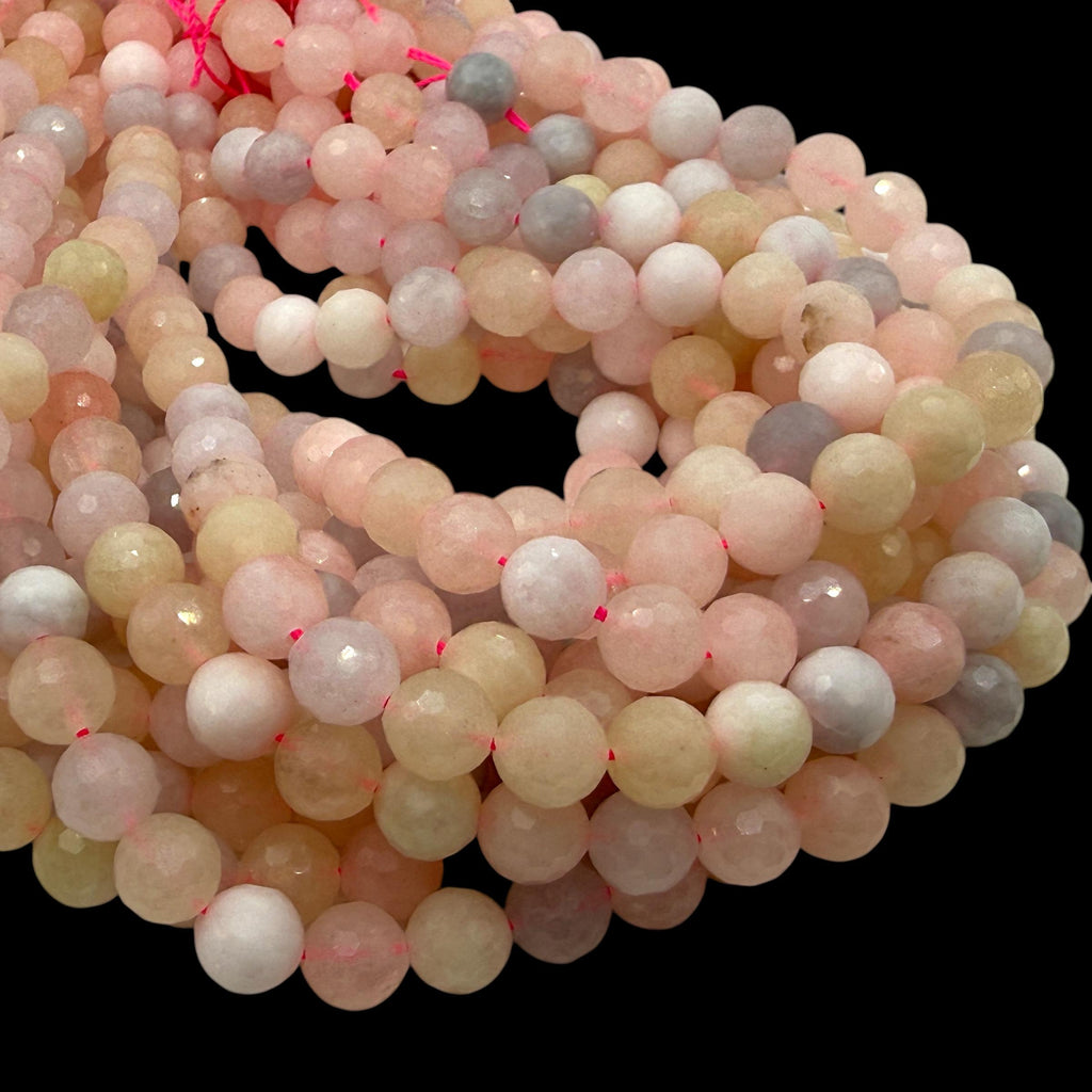 Pink Morganite Beads Madagascar - Natural Beryl Gemstone Semi-Translucent Glow - Jewelry Making Supply - Faceted Round 8mm SKU#B317