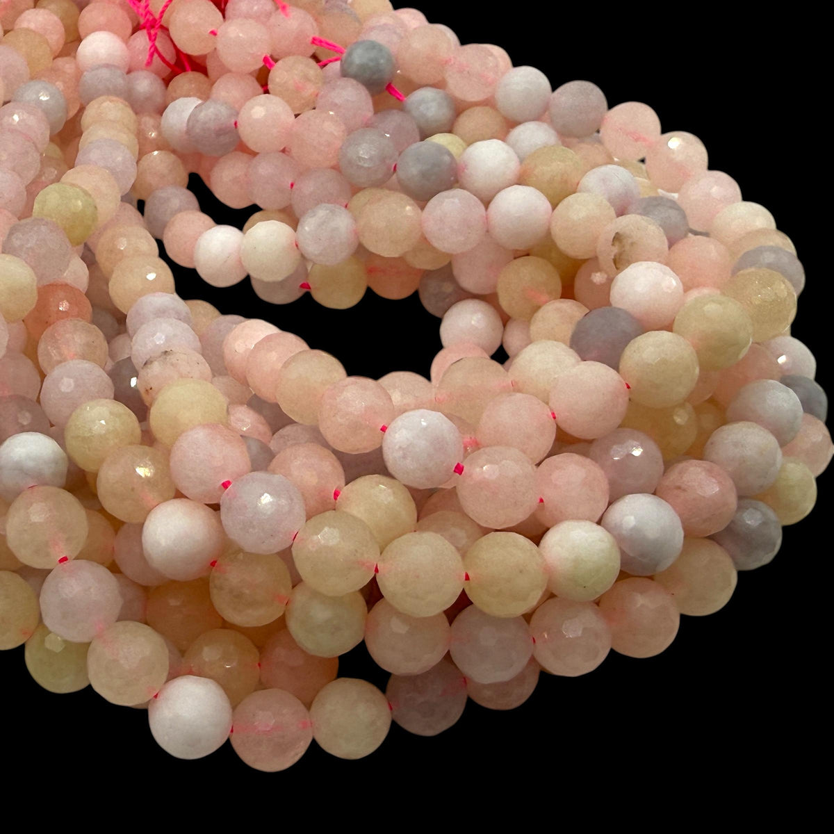 Pink Morganite Beads Madagascar - Natural Beryl Gemstone Semi-Translucent Glow - Jewelry Making Supply - Faceted Round 8mm SKU#B317