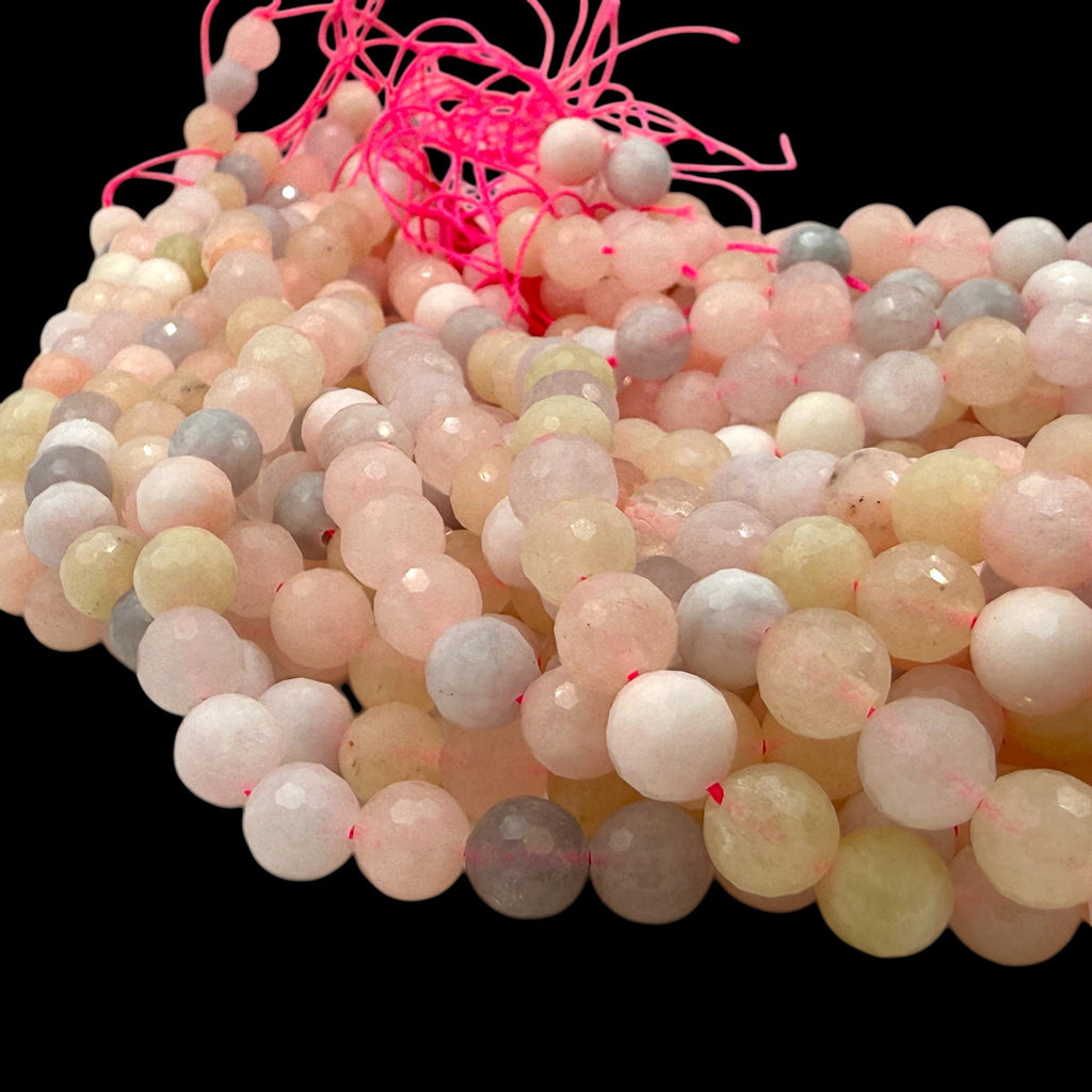 Pink Morganite Beads Madagascar - Natural Beryl Gemstone Semi-Translucent Glow - Jewelry Making Supply - Faceted Round 8mm SKU#B317