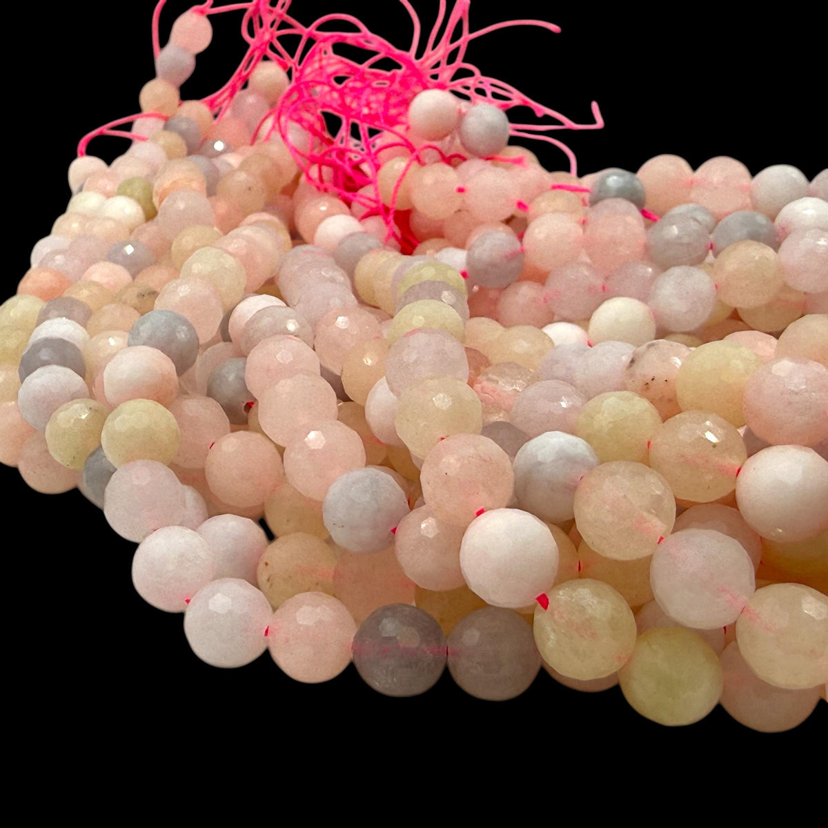 Pink Morganite Beads Madagascar - Natural Beryl Gemstone Semi-Translucent Glow - Jewelry Making Supply - Faceted Round 8mm SKU#B317