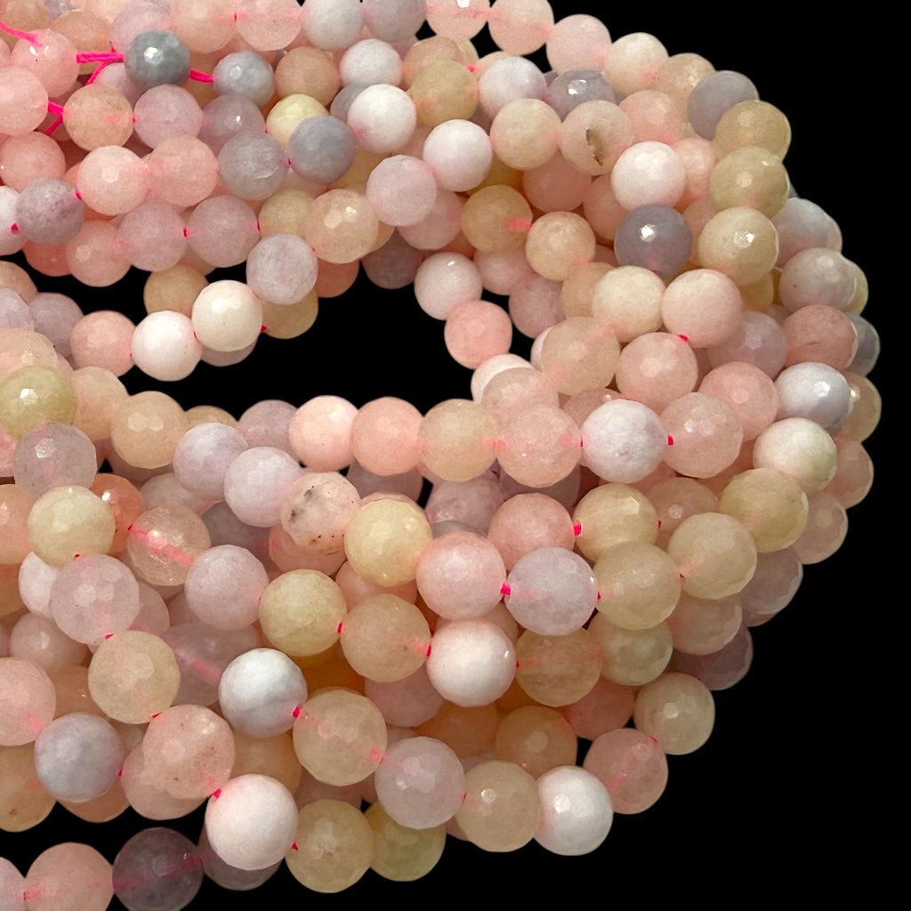 Pink Morganite Beads Madagascar - Natural Beryl Gemstone Semi-Translucent Glow - Jewelry Making Supply - Faceted Round 8mm SKU#B317