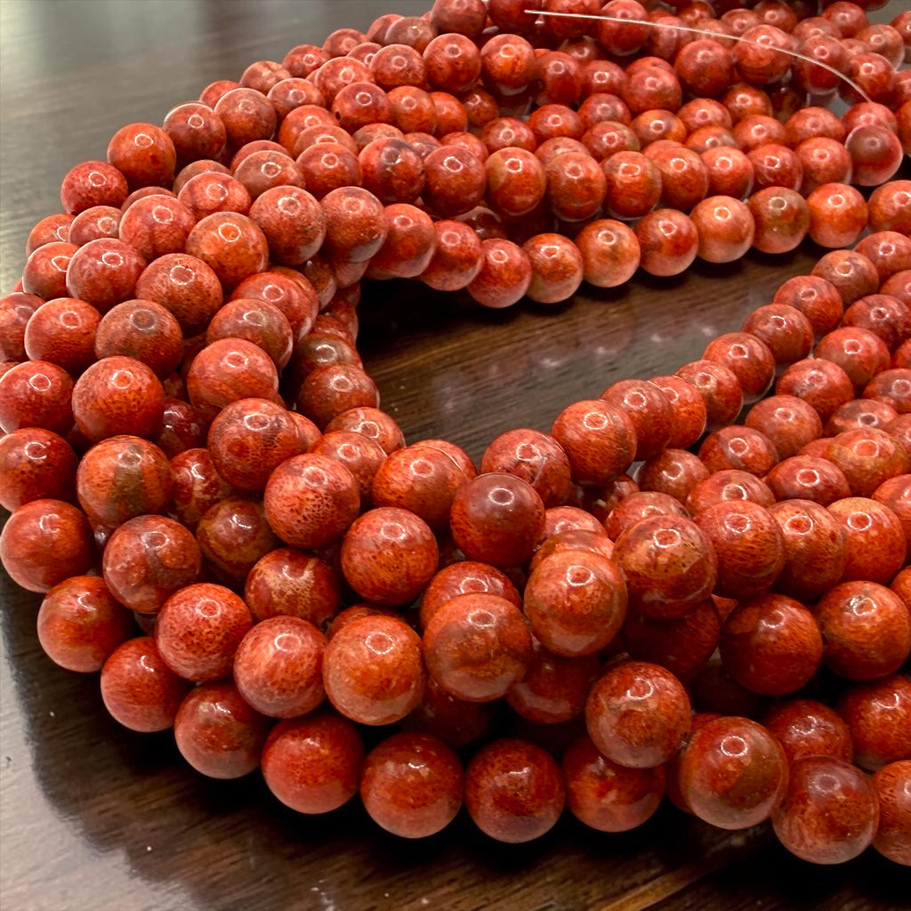 Exceptional AAA Indonesian Red Sponge Coral Beads - Rich Deep-Ocean Red - Natural Untreated Smooth Round
