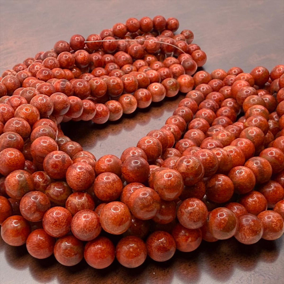 Exceptional AAA Indonesian Red Sponge Coral Beads - Rich Deep-Ocean Red - Natural Untreated Smooth Round
