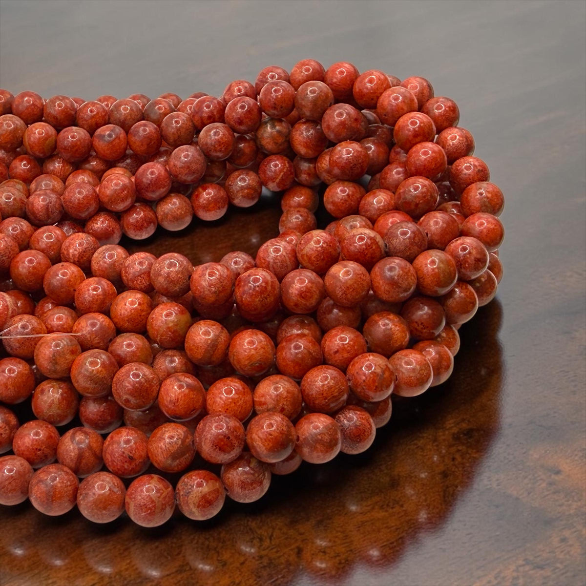 Exceptional AAA Indonesian Red Sponge Coral Beads - Rich Deep-Ocean Red - Natural Untreated Smooth Round