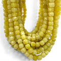Sunlit Olive Jade Beads - Vibrant Golden Glow Serpentine Gemstone For Jewelry Making - 3D Faceted Cube 8mm SKU#A201
