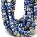 Brazilian Denim Sodalite Beads - Natural White Matrix Gemstone For Jewelry Making - 3D Faceted Cube 8mm SKU#A202