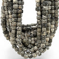 Smoky Picasso Jasper Beads - Soft Grey Picasso Marble with Ink Veining - Natural Abstract Stone - 3D Faceted Cube 8mm SKU#A203