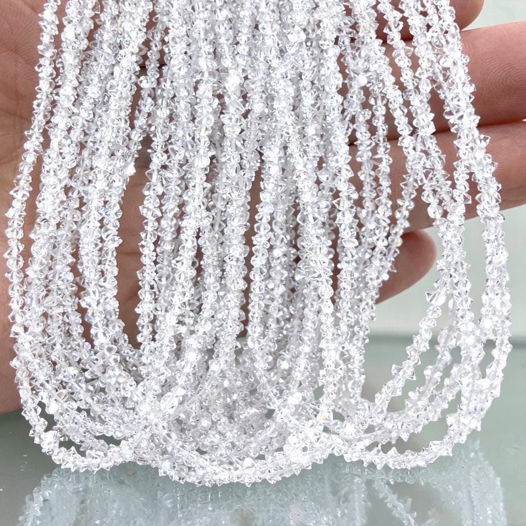 Ultra-Sparkling Herkimer Diamond Quartz Beads - Raw Double Terminated Points High Reflection - Free Form Micro Faceted 2.5-3mm SKU#A401