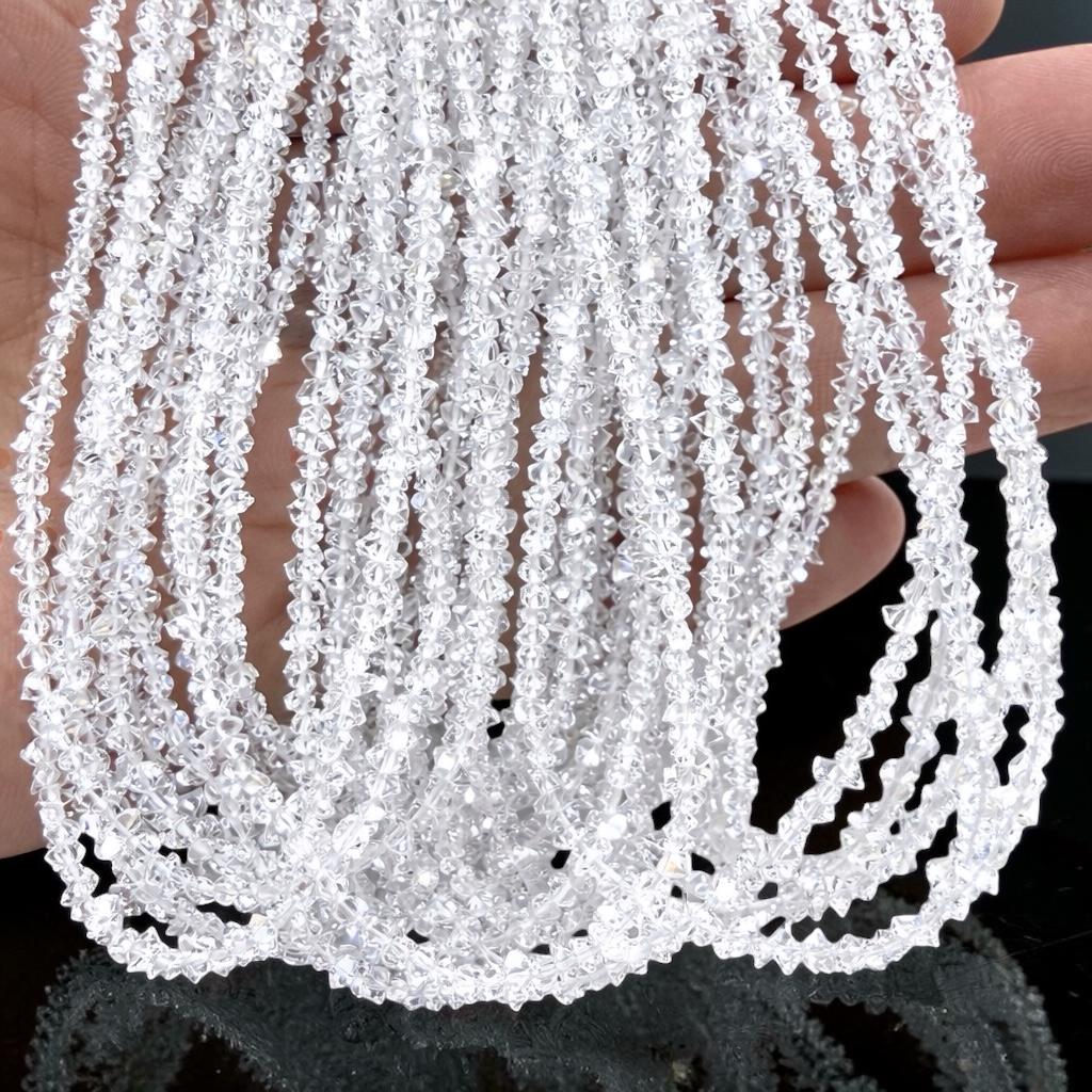 Ultra-Sparkling Herkimer Diamond Quartz Beads - Raw Double Terminated Points High Reflection - Free Form Micro Faceted 2.5-3mm SKU#A401