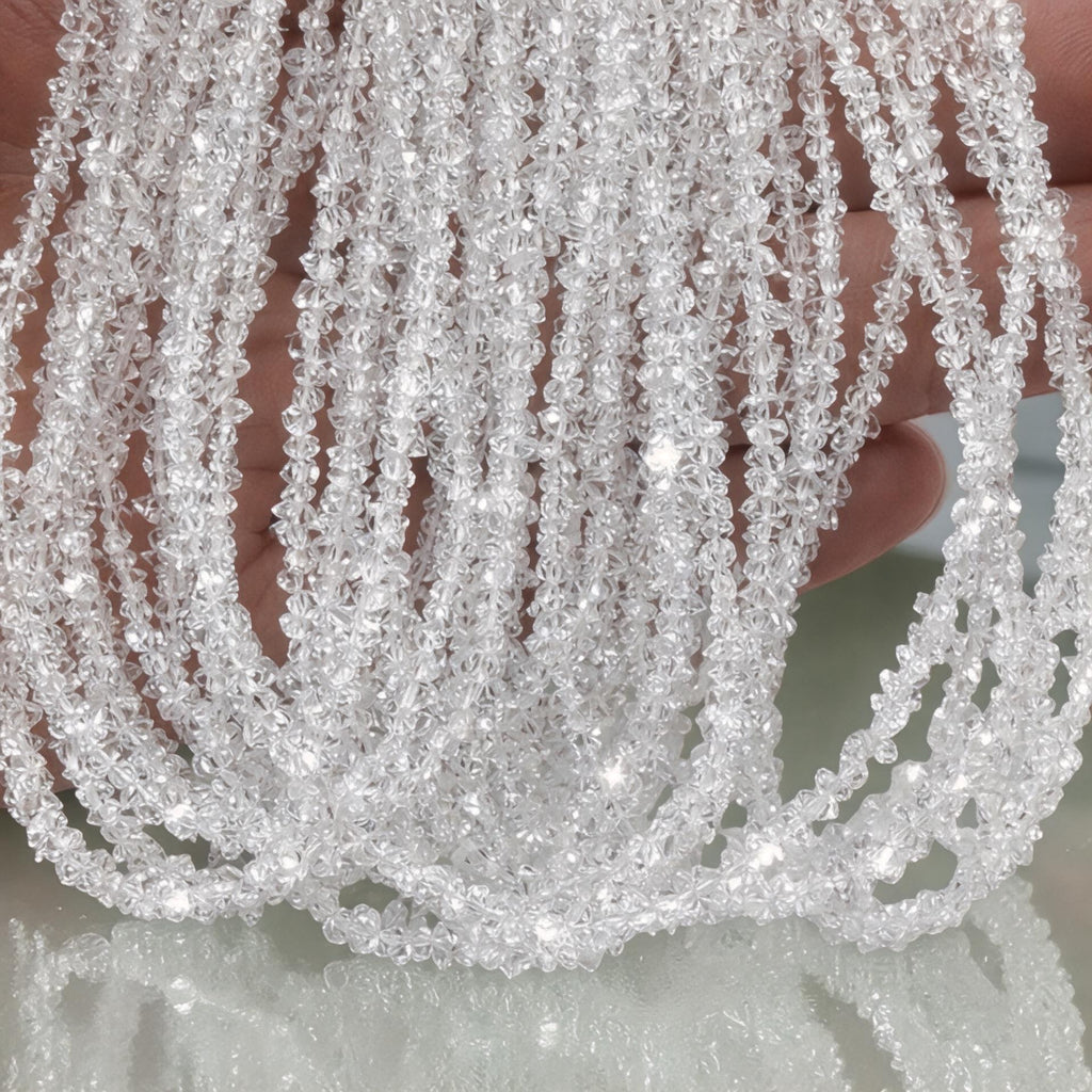 Ultra-Sparkling Herkimer Diamond Quartz Beads - Raw Double Terminated Points High Reflection - Free Form Micro Faceted 2.5-3mm SKU#A401