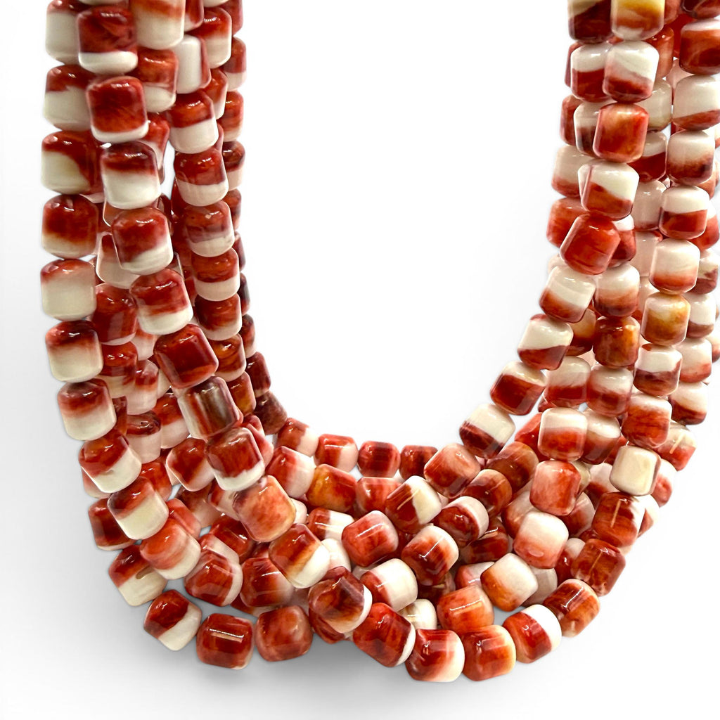 Darkest-Ruby Spiny Oyster Shell Beads - Sea of Cortez - Southwestern Native American Style - 2-Tone Barrel 6X8mm SKU#B205