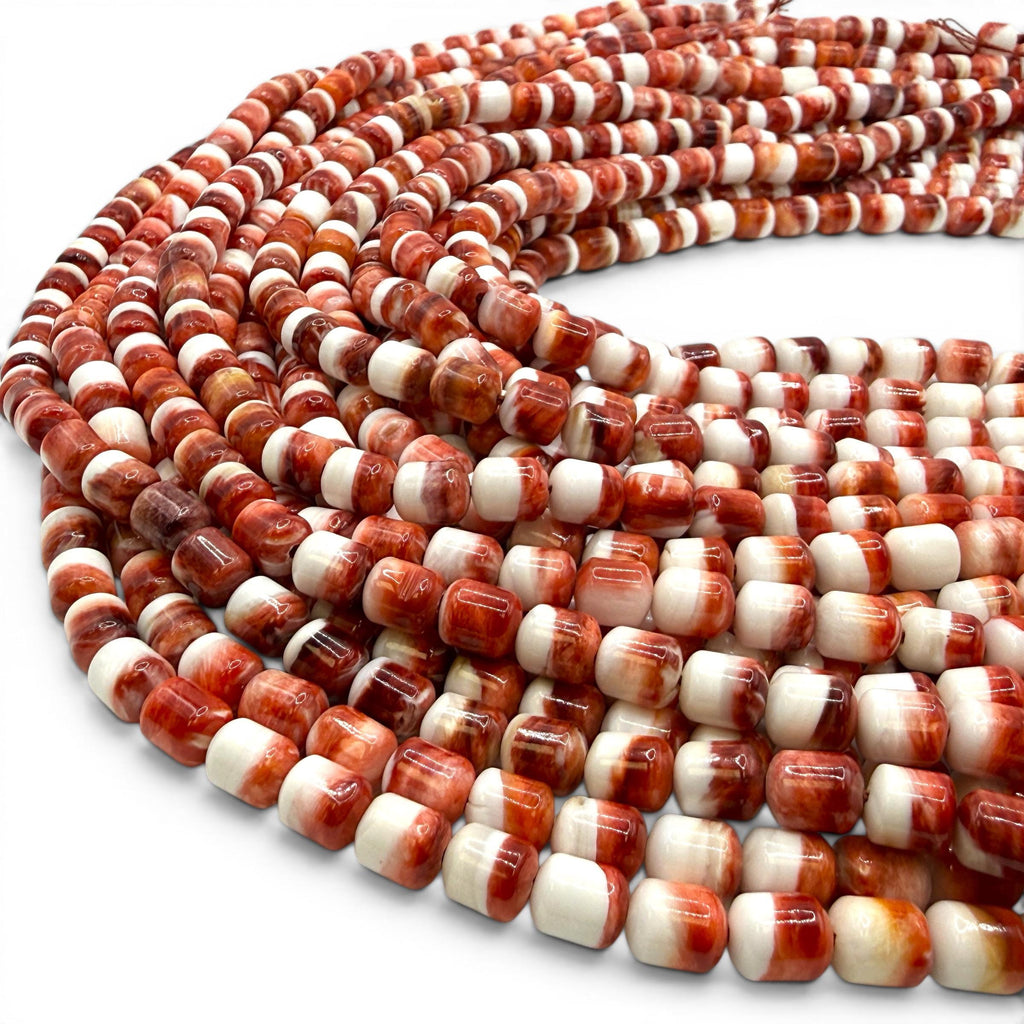 Darkest-Ruby Spiny Oyster Shell Beads - Sea of Cortez - Southwestern Native American Style - 2-Tone Barrel 6X8mm SKU#B205