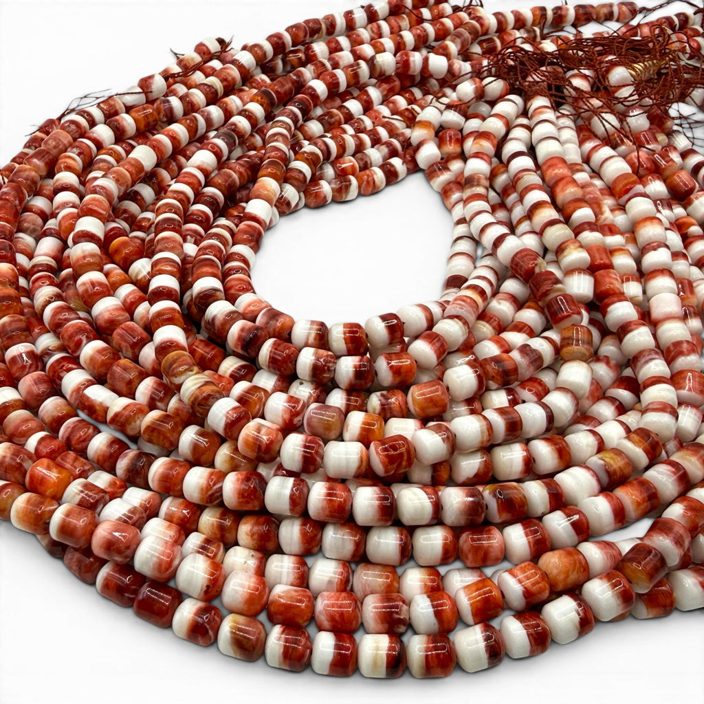 Darkest-Ruby Spiny Oyster Shell Beads - Sea of Cortez - Southwestern Native American Style - 2-Tone Barrel 6X8mm SKU#B205