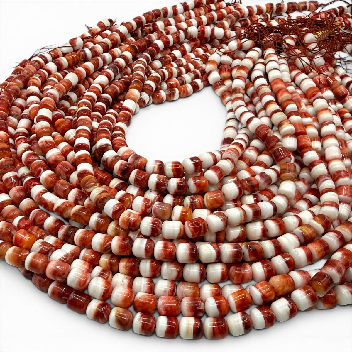 Darkest-Ruby Spiny Oyster Shell Beads - Sea of Cortez - Southwestern Native American Style - 2-Tone Barrel 6X8mm SKU#B205