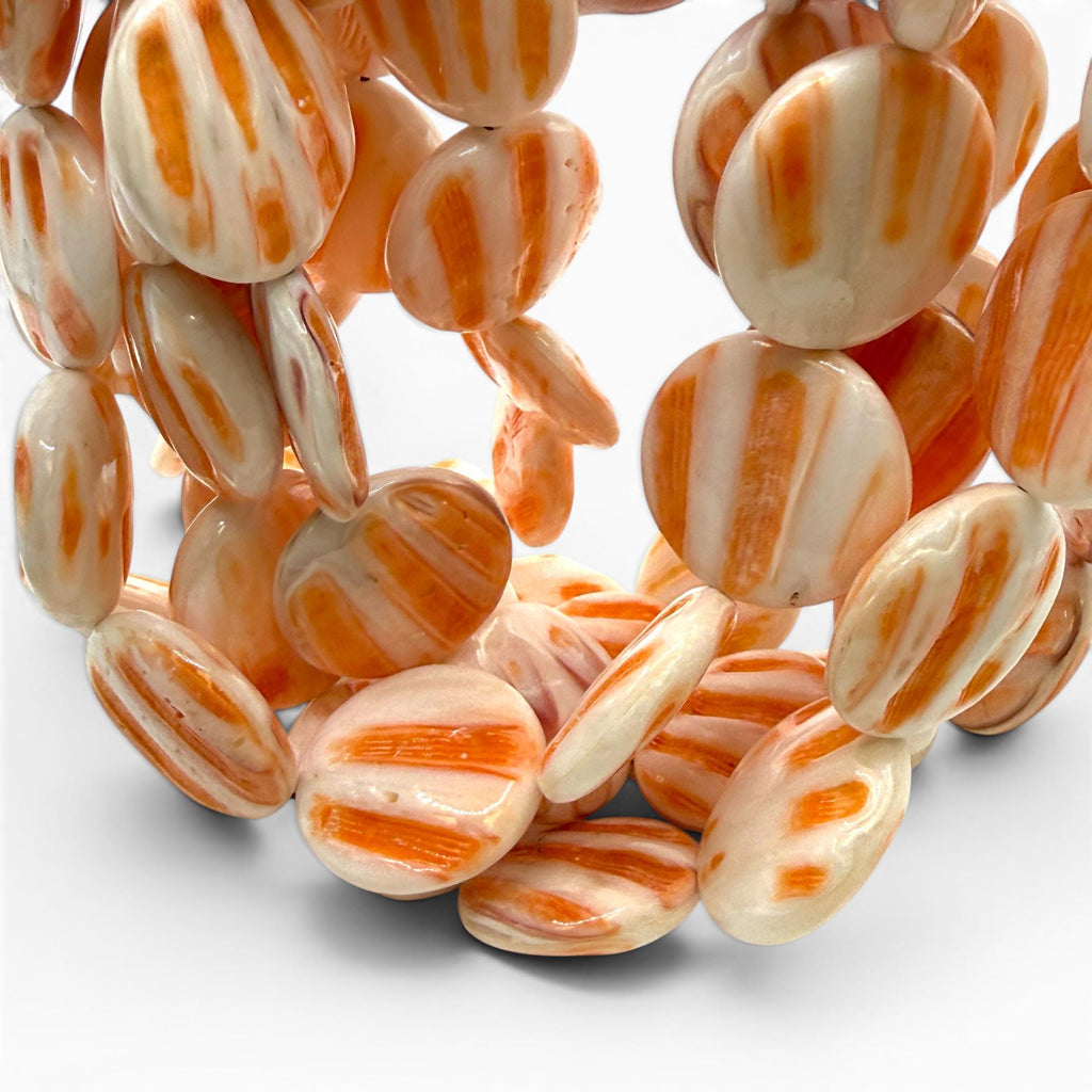 Caribbean Lion's Paw Scallop Shell Beads (Raised Ribs Like Powerful Paw of a Lion) Coin 25mm SKU#B206