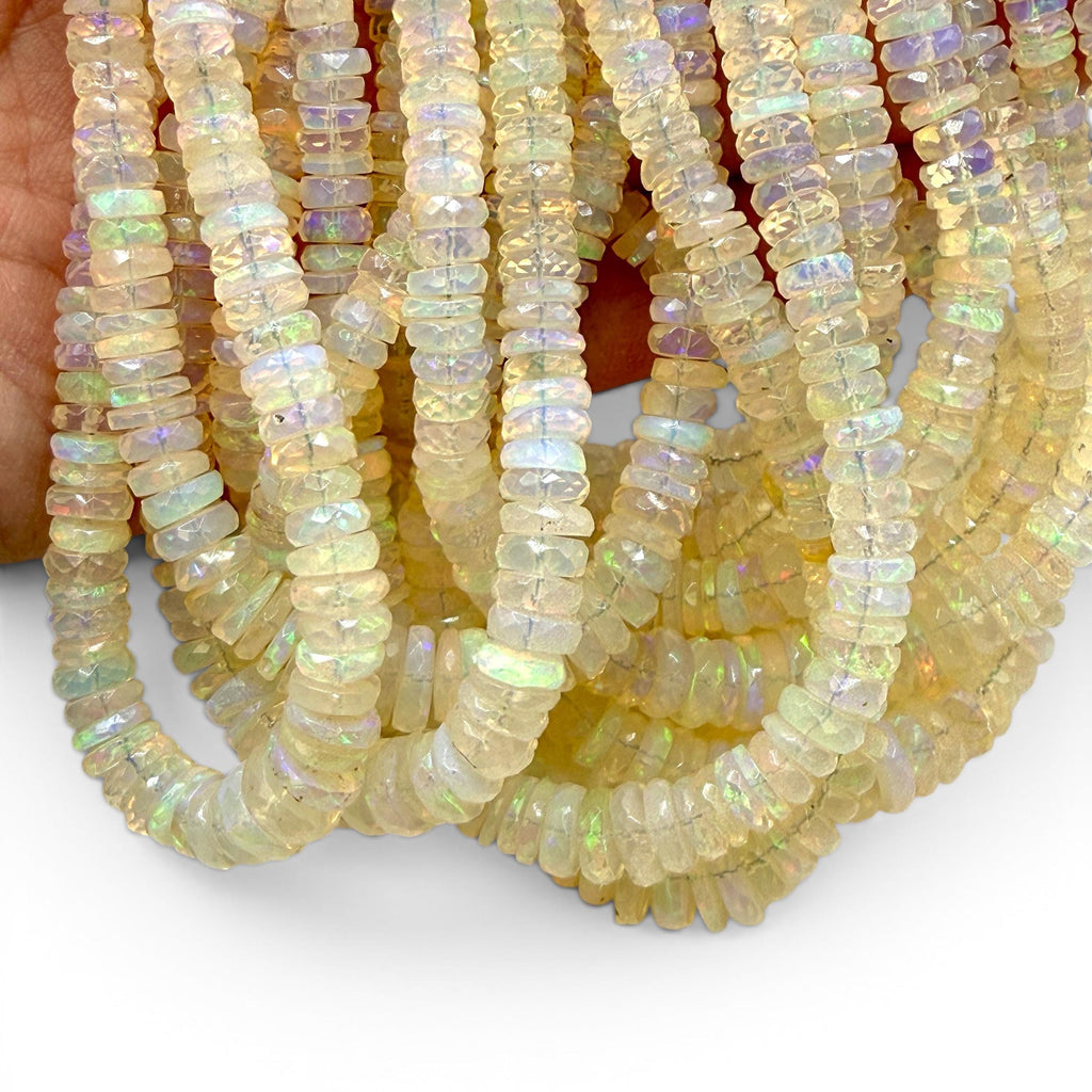 Honey Ethiopian Welo Opal Beads (Volcanic Rock- Different From Australian Opal) Men's Jewelry - Faceted Graduated Rondelle 4-8mm SKU#A405
