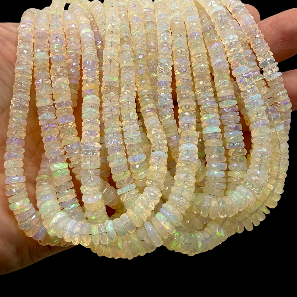 Honey Ethiopian Welo Opal Beads (Volcanic Rock- Different From Australian Opal) Men's Jewelry - Faceted Graduated Rondelle 4-8mm SKU#A405