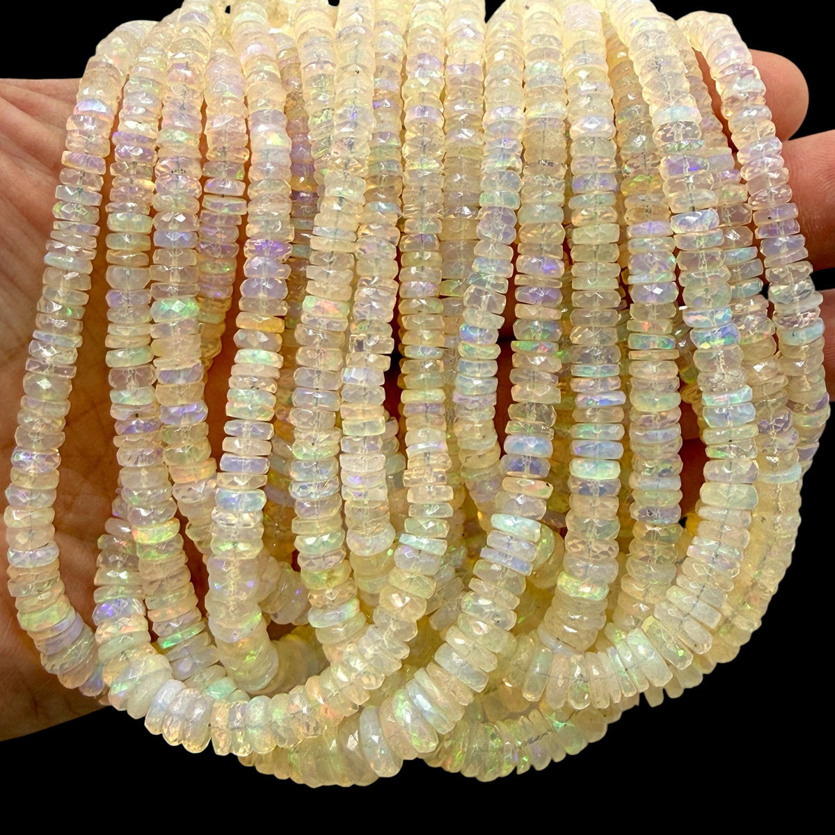 Honey Ethiopian Welo Opal Beads (Volcanic Rock- Different From Australian Opal) Men's Jewelry - Faceted Graduated Rondelle 4-8mm SKU#A405