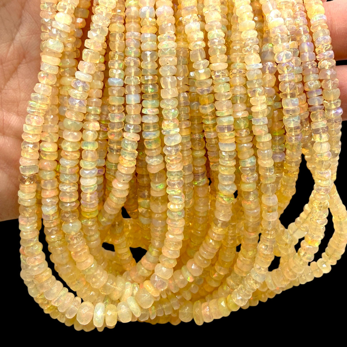 Sunfire Ethiopian Welo Opal Beads (Volcanic Rock- Different From Australian Opal) Men's Jewelry - Faceted Graduated Rondelle 4-7mm SKU#A404