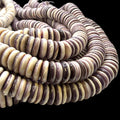 New England USA Wampum Shell Beads Authentic East Coast Quahog (Rounded Edges with Identical Thickness) 2-Tone Smooth Rondelle