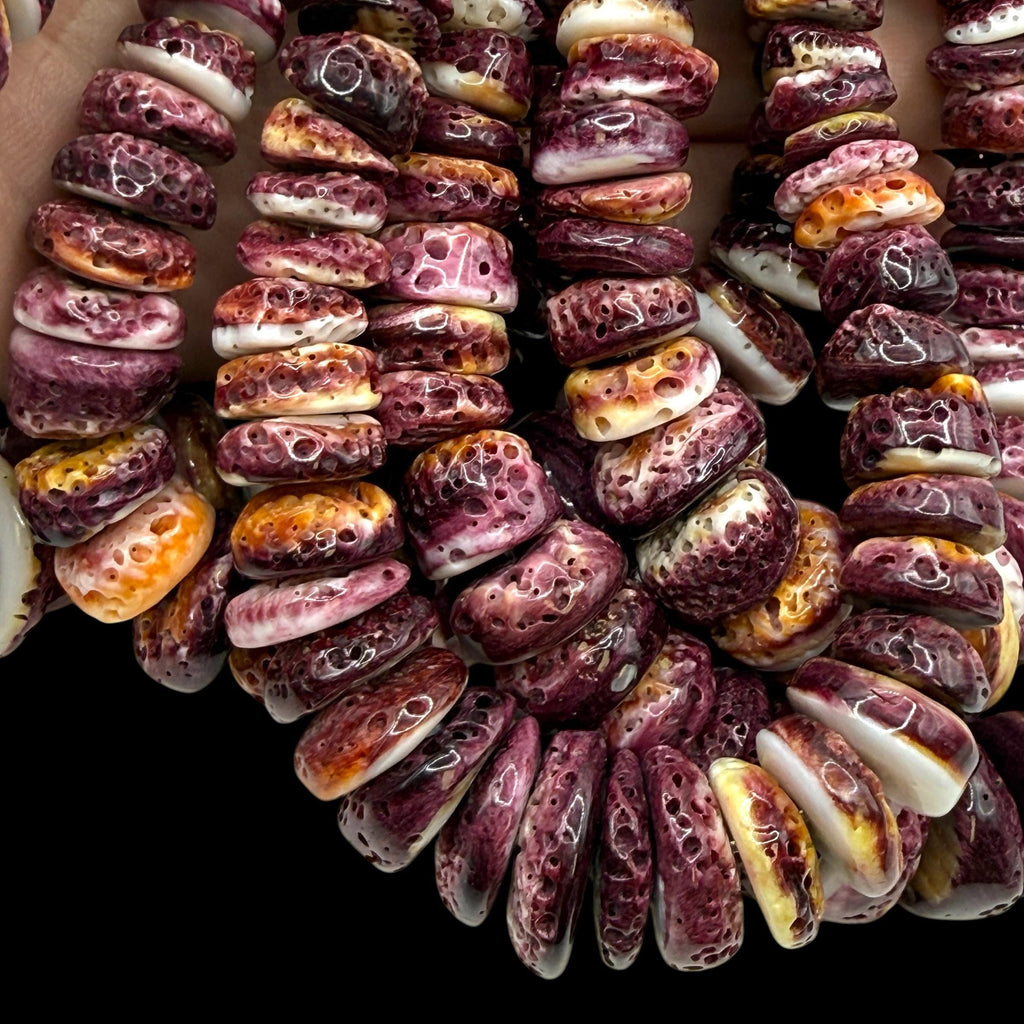 Graduated Darkest Purple Spiny Oyster Shell Beads - Organic Ocean-Formed Pinholes - Gigantic 8-20mm SKU#B212